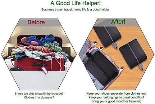 YAMIU Travel Shoe Bags Set of 4 Waterproof Nylon with Zipper for Men & Women, Black - Image 7