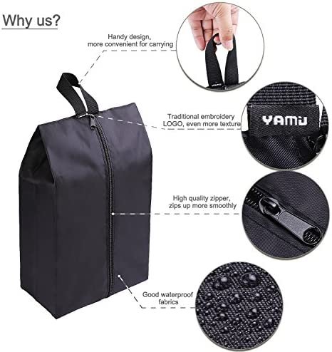 YAMIU Travel Shoe Bags Set of 4 Waterproof Nylon with Zipper for Men & Women, Black - Image 4