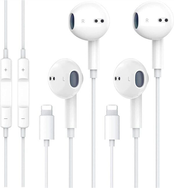 2 Packs Apple Earbuds for iPhone Headphones Wired Earphones [Apple MFi Certified](Built-in Microphone & Volume Control) Noise Isolating Headsets for iPhone 13/12/11/XR/XS/X/8/Support All iOS System
