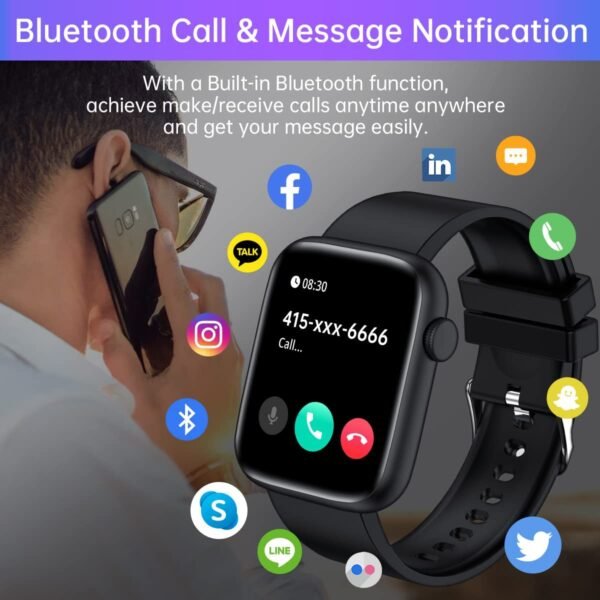 Smart Watch, 1.9" Full Touch Screen Smart Watch for Android & iOS Phones with Heart Rate & Blood Oxygen Monitor, 123 Sport Modes，Voice Assistant, Fitness Smart Watch for Women Men - Image 2