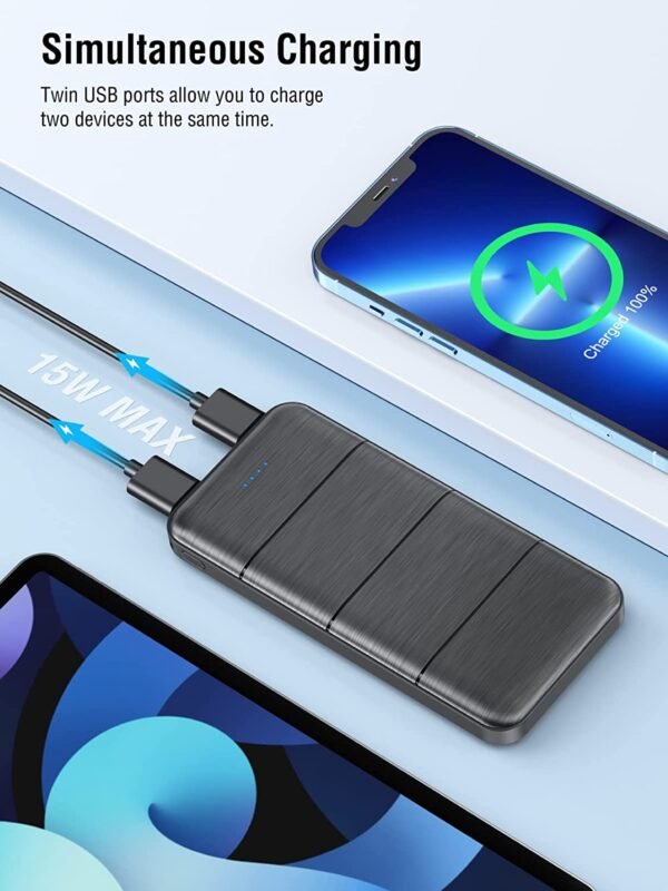 LOVELEDI Portable-Charger-Power-Bank - 15000mAh Dual USB Power Bank Output 5V3.1A Fast Charging Portable Charger Compatible with Smartphones and All USB Devices(Black) - Image 3