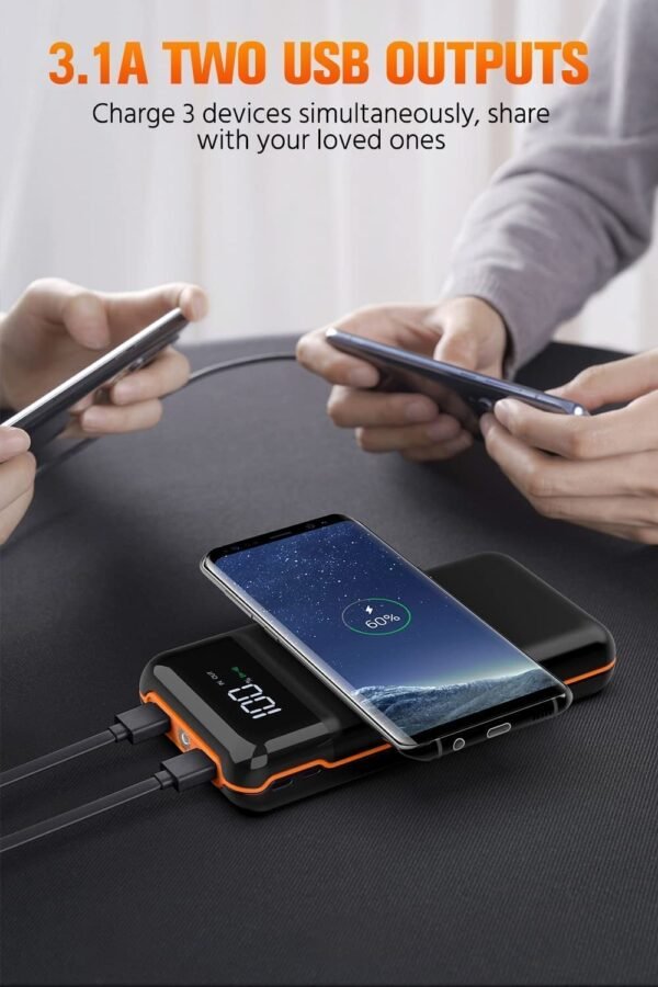 UYAYOHU Portable-Power-Bank-Charger - 40000mAh Power Bank Flashlight 5V3.1A Quick Charge and Built in Out/Input Cables 10W Wireless Charger for Smart Devices and Cell Phones - Image 4