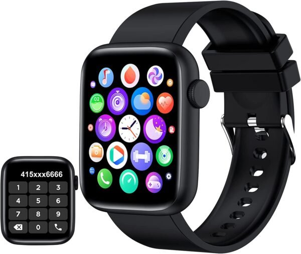 Smart Watch, 1.9" Full Touch Screen Smart Watch for Android & iOS Phones with Heart Rate & Blood Oxygen Monitor, 123 Sport Modes，Voice Assistant, Fitness Smart Watch for Women Men