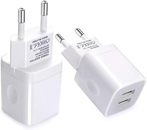 European Wall Charger, Vifigen 2-Pack USB 2.1AMP Universal Europe Charger Block Dual Port Plug Compatible for iPhone 15 14 13 12 11 Pro Max XS XR X SE 8 7 6 Plus, Samsung S23 S22 A14, Note 20,LG,Moto