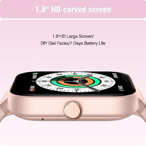 Smart Watch for Women Men, with Bluetooth Calling Alexa Built-in, 1.8" HD Screen Smartwatch with Blood Oxygen Heart Rate Sleep Monitor, 100 Sports Modes for iPhone Android Phones - Image 6