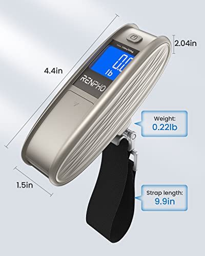 RENPHO Luggage Scale, Travel Essentials, Portable Digital Suitcase Weight Scale with Backlit LCD Display for Travel, Baggage Weighing Scale with Tare Function, 110lb/50kg, Battery Included - Image 8