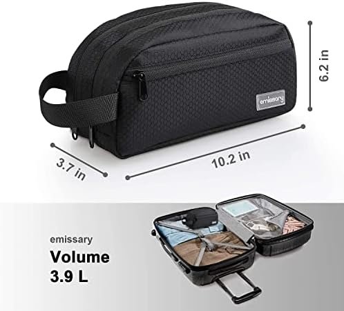 emissary Nylon Men's Toiletry Bag - Large Waterproof Shower Bag - Travel Toiletries Bag - Dopp Kitt for Men - Toiletry Bag for Men and Women - Shaving Bag for Men Travel (Black Water-Resistant) - Image 4