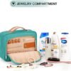 Travel Hanging Toiletry Bag for Women, Holds Full-Size Shampoo, with Jewelry Organizer Compartment, Extra Large Waterproof Cosmetic Makeup, Toiletries Kit Set with Trolley Belt, Blue - Image 3