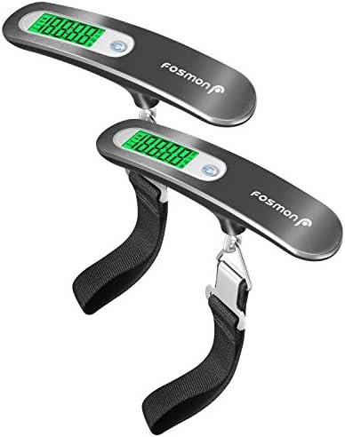 Fosmon Digital Luggage Scale (2 Pack) Digitial LCD Display Backlight Baggage Scale with 110lbs Capacity, Portable Stainless Steel Hanging Luggage Weight Scale with Tare Function for Travelers - Silver