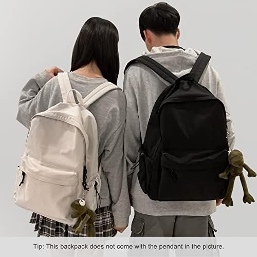 PAUBACK Beige School Backpack for Girls Water Resistant High School Book Bag Simple Backpack for Teens Boys Girls, Lightweight Simple Middle School Back Pack Daypack - Image 2