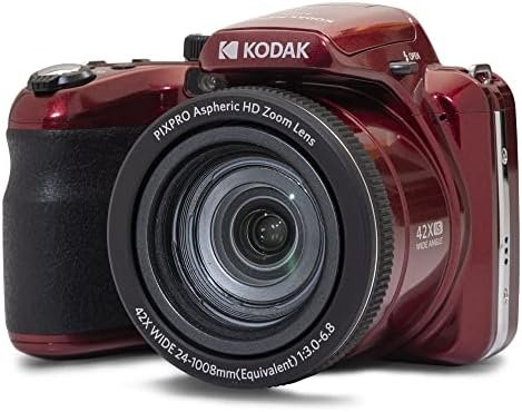 KODAK PIXPRO AZ425-RD 20MP Digital Camera 42X Optical Zoom 24mm Wide Angle 1080P Full HD Video Optical Image Stabilization Li-Ion Battery 3" LCD Vlogging Camera (Red)