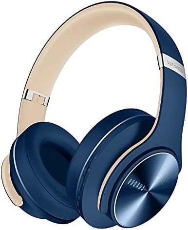 DOQAUS Bluetooth Headphones Over Ear, 52 Hours Playtime Wireless Headphones with 3 EQ Modes, HiFi Stereo Headphones with Microphone and Soft Protein Earpads for Cellphone/TV/PC/Home Office (Navy Blue)
