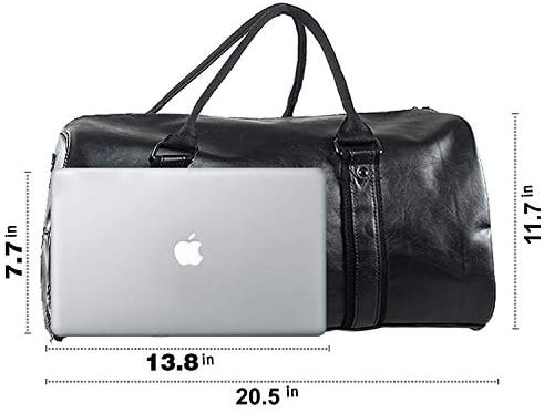 Weekender Oversized Travel Duffel Bag With Shoe Pouch, Leather Carry On Bag - Image 3