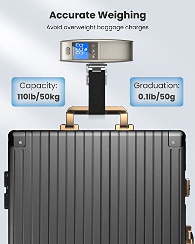 RENPHO Luggage Scale, Travel Essentials, Portable Digital Suitcase Weight Scale with Backlit LCD Display for Travel, Baggage Weighing Scale with Tare Function, 110lb/50kg, Battery Included - Image 2