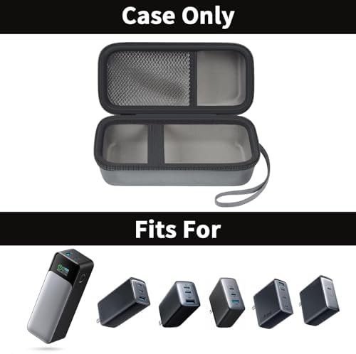 Case Compatible with Anker 737/735/ 736/717 USB-C Portable Charger Power Bank, Fast Foldable Wall PowerBank Bag for GaN Prime Nano II AC Adapter, Powercore Pocket for Lights Cable (Grey) - Image 2