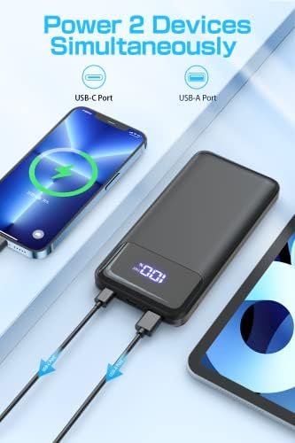 Portable Charger, 20000mAh Power Bank with Digital Display, 20W Fast Charging Battery Pack with USB C/USB A Output, Cell Phone Charger for iPhone 15/14 Samsung Pixel AirPods and More - Image 4