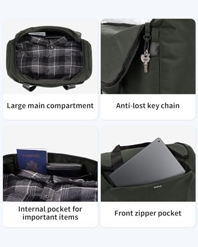 ECOHUB 18x14x8 For Spirit Airlines Personal Item Bag Foldable Travel Duffel Bag Travel Essentials Carry on Luggage Gym bag Weekender Overnight Bags Hospital Bags for Women and Men (Grey) - Image 5