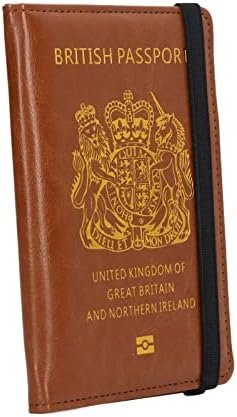 Passport Wallet, Brown United Kingdom Passport Multifunction Card Holder for Business