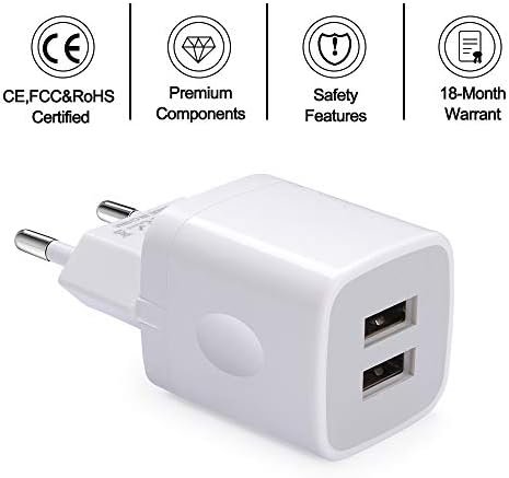 European Wall Charger, Vifigen 2-Pack USB 2.1AMP Universal Europe Charger Block Dual Port Plug Compatible for iPhone 15 14 13 12 11 Pro Max XS XR X SE 8 7 6 Plus, Samsung S23 S22 A14, Note 20,LG,Moto - Image 2