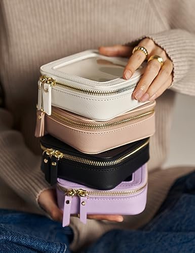 Small Makeup Bag for Purse Mini Cosmetic Bag Clear Pink Square Pouch for School Cute Leather Make Up Case Travel Organizer for Backpack Tiny Toiletry Bag with Zipper for Car Essentials Women Girls - Image 7