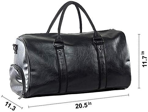 Weekender Oversized Travel Duffel Bag With Shoe Pouch, Leather Carry On Bag - Image 4