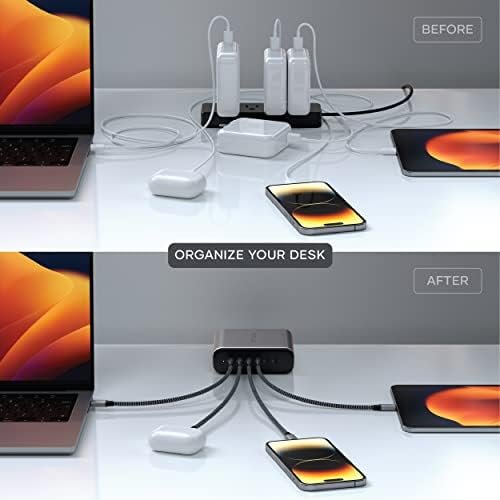 Satechi 200W 6-Port GaN Charger - 2X 140W USB-C and 4X USB-C, Fast Charging Travel Station for Apple and Most Thunderbolt Devices - Image 6