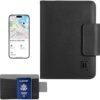 Miroddi Passport Holder with Apple Find My, Leather Passport Wallet card holder for Women/Men, Travel Documents Organizer Protector with 8 Card Slots, RFID Blocking, ID Window, Black