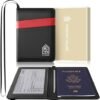 Passport Holder with Neck Lanyard, Passport Case Passport Cover with Pen, RFID Blocking Passport Wallet for Men and Women, Black