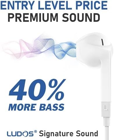 LUDOS FEROX Wired Earbuds in-Ear Headphones, 5 Year Warranty, Earphones with Microphone, Noise Isolation Corded for 3.5mm Jack Ear Buds for iPhone, Samsung, Computer, Laptop, Kids, School Students - Image 3