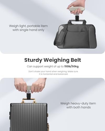 RENPHO Luggage Scale, Travel Essentials, Portable Digital Suitcase Weight Scale with Backlit LCD Display for Travel, Baggage Weighing Scale with Tare Function, 110lb/50kg, Battery Included - Image 5