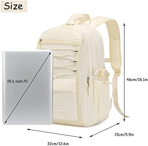 Laptop Backpack for Women Girls 15.6 Inch Mesh School Bag, Unisex Student Bookbag Waterproof Backpack for College Work Travel,Beige Backpack - Image 7