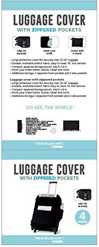 Conair Suitcase Cover, Luggage Cover with Four Zippered Pockets for Travel in Black by Travel Smart - Image 2