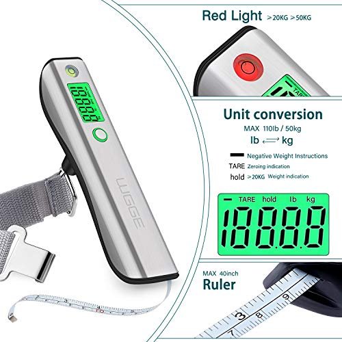 Digital Luggage Scale, WGGE Travel Luggage Weight Scale, Max 110lbs/50kg Baggage Scale with Backlit LCD Display - Image 3