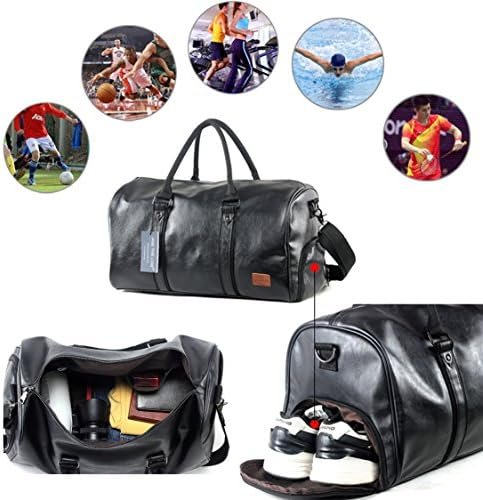 Weekender Oversized Travel Duffel Bag With Shoe Pouch, Leather Carry On Bag - Image 5