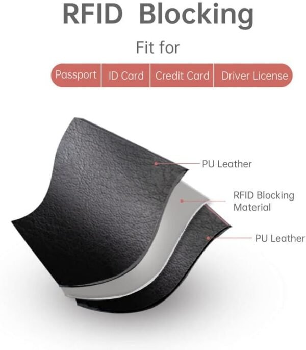 Passport Holder and Card Slot Combo RFID Blocking Leather Travel Passport Wallet for Men and Women US Passport Cover, Black - Image 3