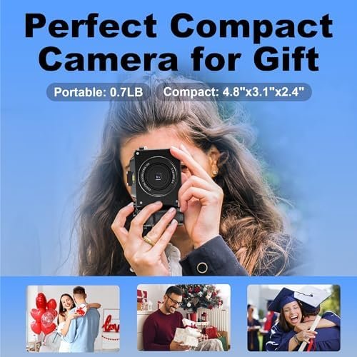 Camera for Photography, 4K Digital Camera Anti-Shake 56MP Compact Video Camera with 18X Digital Zoom, Travel Autofocus WiFi Vlogging Camera Point and Shoot Camera with 64GB TF Card, 2 Batteries - Image 6