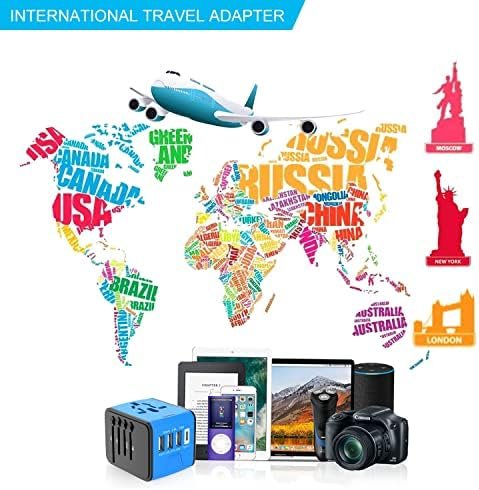 Universal Travel Adapter, International Power Adapter with 3USB + 1Type C Ports, European Worldwide AC Outlet Plugs Charger for Europe UK US AU Asia 200+ Countries, Blue - Image 7