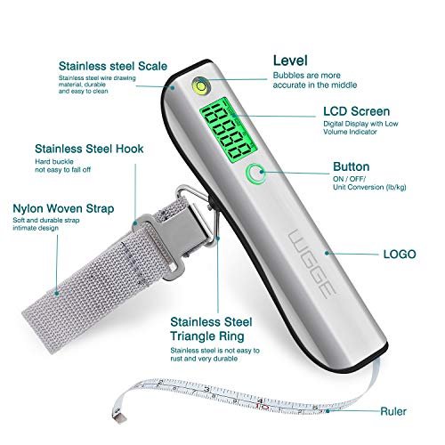 Digital Luggage Scale, WGGE Travel Luggage Weight Scale, Max 110lbs/50kg Baggage Scale with Backlit LCD Display - Image 2