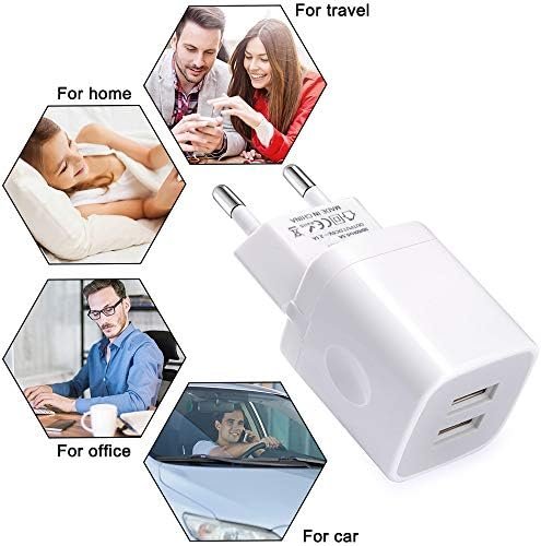 European Wall Charger, Vifigen 2-Pack USB 2.1AMP Universal Europe Charger Block Dual Port Plug Compatible for iPhone 15 14 13 12 11 Pro Max XS XR X SE 8 7 6 Plus, Samsung S23 S22 A14, Note 20,LG,Moto - Image 7
