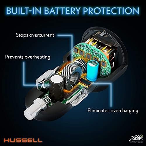 Hussell Car Charger Adapter - 3.0 Portable USB w/Fast Charge Technology & Dual Ports - Compatible w/Apple iPhone, Android, Tablet or Other USB Device - White Elephant, Stocking Stuffers - Image 4