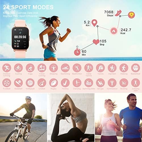 Smart Watch for Android Phones iPhone Compatible, 1.65”Smartwatch Activity Tracker Fitness Smart Watches for Women Men,IP68 Waterproof Watch Pedometer Heart Rate Sleep Monitor (Pink) - Image 3