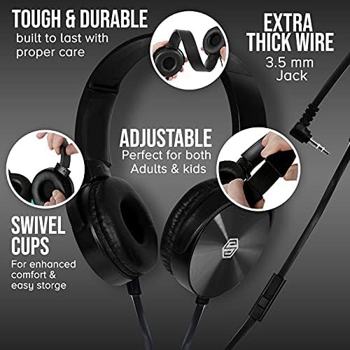 Sonitum Premium Classroom Headphone & Mic Set 3.5mm Jack Stereo Sound Earphones with Microphone & Soft Swivel On Ear Pads- Perfect for E-Learning, Meetings, Calls - Bulk Pack of 5 (Black) - Image 3
