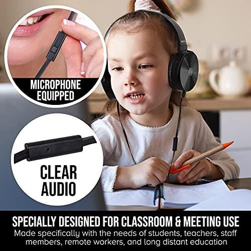 Sonitum Premium Classroom Headphone & Mic Set 3.5mm Jack Stereo Sound Earphones with Microphone & Soft Swivel On Ear Pads- Perfect for E-Learning, Meetings, Calls - Bulk Pack of 5 (Black) - Image 2