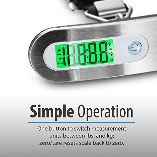 Fosmon Digital Luggage Scale (2 Pack) Digitial LCD Display Backlight Baggage Scale with 110lbs Capacity, Portable Stainless Steel Hanging Luggage Weight Scale with Tare Function for Travelers - Silver - Image 5