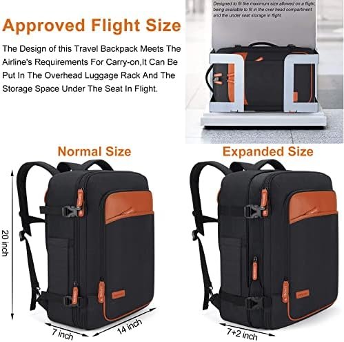 Carry on Travel Backpacks, Extra Large 40L Flight Approved for Men & Women,Expandable Suitcase With 4 Packing Cubes,Water Resistant Luggage Daypack Business Weekender Bag,Black - Image 2