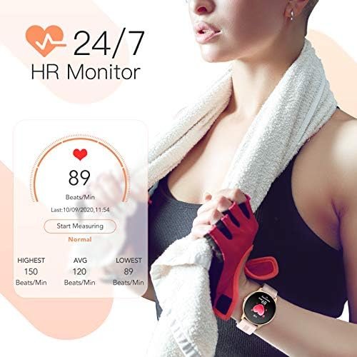 AGPTEK Smart Watch for Women, Smartwatch for Android and iOS Phones IP68 Waterproof Activity Tracker with Full Touch Color Screen Heart Rate Monitor Pedometer Sleep Monitor, Pink - Image 3