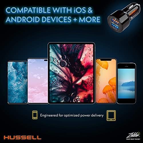 Hussell Car Charger Adapter - 3.0 Portable USB w/Fast Charge Technology & Dual Ports - Compatible w/Apple iPhone, Android, Tablet or Other USB Device - White Elephant, Stocking Stuffers - Image 6