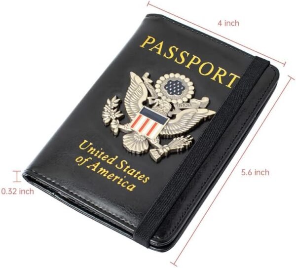 Passport Holder and Card Slot Combo RFID Blocking Leather Travel Passport Wallet for Men and Women US Passport Cover, Black - Image 6