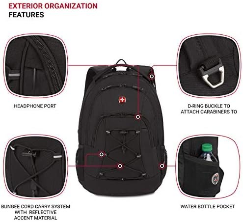 SwissGear 1186 Bungee Backpack, Black, 17-Inch - Image 3