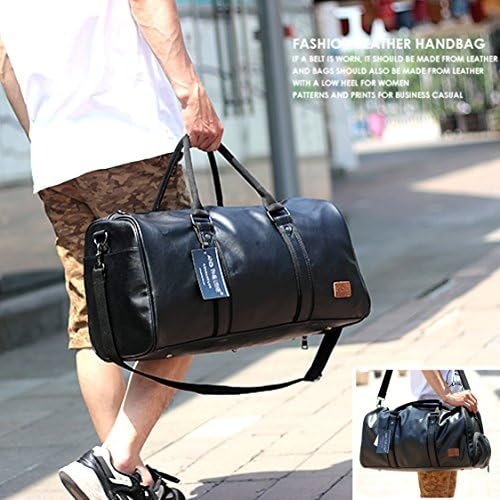 Weekender Oversized Travel Duffel Bag With Shoe Pouch, Leather Carry On Bag - Image 6